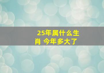 25年属什么生肖 今年多大了